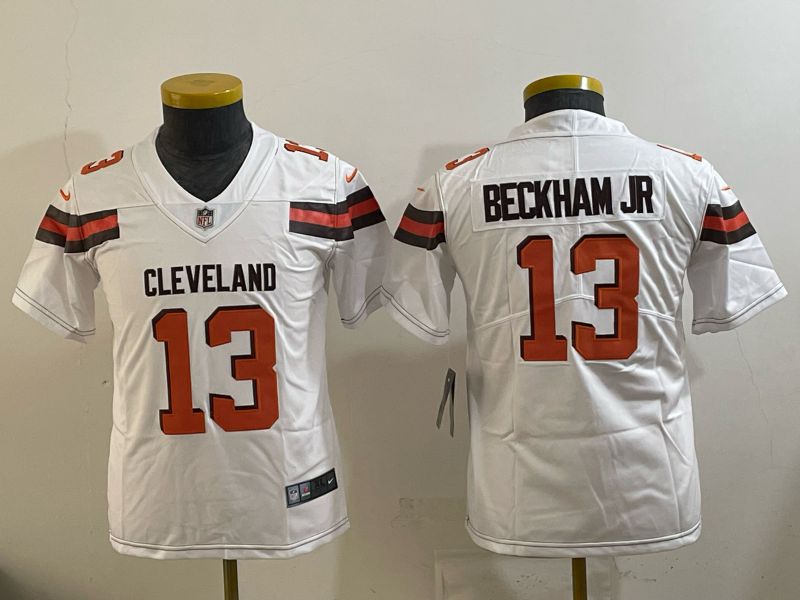 Youth 2025 Nike Cleveland Browns 13 Beckham jr white Retro Limited NFL Jersey style 01